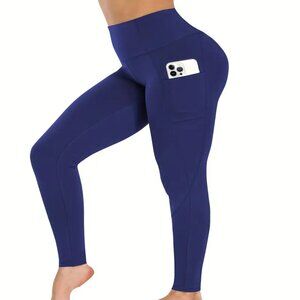 Women Prem Fabric High Waisted Active Yoga Leggings w/Pockets Royal Blue 1X & 3X
